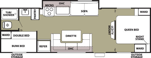 RV Rental Denver Travel Trailer Greywolf 28 floor plan
